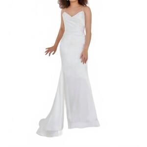 NEW CHRISTINA WU slim-flare silhouette dress in ivory